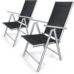 Hortensus Aluminium Tuinstoelen - Verstelbaar - Inklapbaar & Lichtgewicht - Weerbestendig (2 stuks)