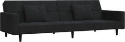 vidaXL - Slaapbank - 2-zits - met - 2 - kussens - fluweel - zwart