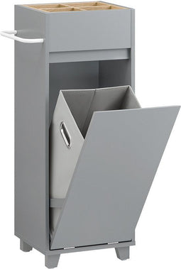 SoBuy BZR159-DG - Waskast - 4 open vakken en afneembare wasmand - Grijs
