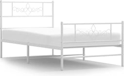 vidaXL - Bedframe - met - hoofd- - en - voeteneinde - metaal - wit - 80x200 - cm
