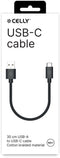 Celly USBAUSBCCOT30BK - Oplaadkabel - USB-A en USB-C - 30 cm - Zwart