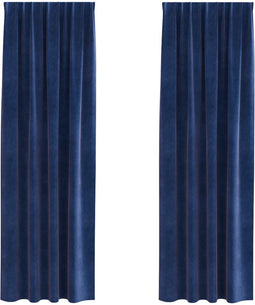 vidaXL - Zwarte - Luxe - Gordijnen - met - Top - Tape - 2 - stuks - Donkerblauw - Fluweel