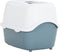 vidaXL - Kattenbak - met - deksel - 56x40x40 - cm - polypropeen - wit - en - blauw