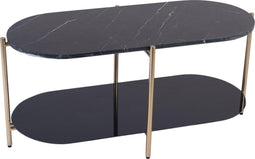 PTMD Sidetable Sole Zwart Marmer Glass Ovaal