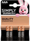 Duracell Plus 100 - Alkalinebatterijen AAA - Tot 100% extra levensduur (4 stuks)