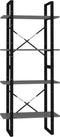 vidaXL - Boekenkast - met - 4 - schappen - 60x30x140 - cm - bewerkt - hout - grijs