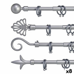 Stang voor Gordijnen Uitschuifbaar Zilverkleurig Ijzer 5 x 178 x 5 cm (8 Stuks)