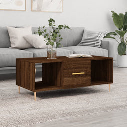 vidaXL - Salontafel - 102x50x40 - cm - bewerkt - hout - bruin - eikenkleur