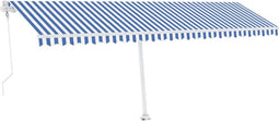 vidaXL - Luifel - vrijstaand - automatisch - 600x350 - cm - blauw - en - wit