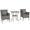 Coast 3-Delige Tuinset - Handgeweven PE-rotan - Tafel met gehard glazen blad - Grijsmix