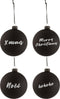 J-Line kerstbal Blackboard - glas - zwart - medium - doos van 4