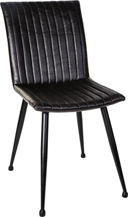 PTMD Gregor Eetkamerstoelen - 48x48x88 cm - Leer - Zwart - Set van 2