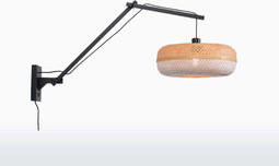 GOOD&MOJO Wandlamp Palawan - Bamboe Zwart/Wit - 100x40x70cm - Binnen Scandinavisch,Bohemian