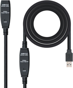 Nanocable 10.01.0312 - USB A naar USB A - 10 m 5000 Mbit/s - Zwart