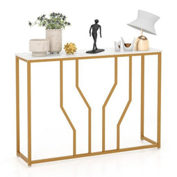 Coast Console Tafel Marmeren Entree Tafel Modern Geometrisch Ontwerp Gouden Metalen Frame Anti-Kante