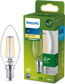 Philips Ultra Efficient LED kaarslamp - E14 - 40 W - Warmwit licht - Energielabel A