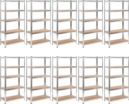 vidaXL - Opbergrek - 5-laags - 10 - st - staal - en - bewerkt - hout - zilverkleurig