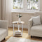 Woltu ronde salontafel - 50x50x53 cm - 2 legplanken - licht eiken