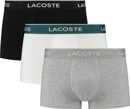 Lacoste Heren 3-pack Trunk - Comfortabel stretchkatoen - Zwart/Grijs/Wit (3-pack)