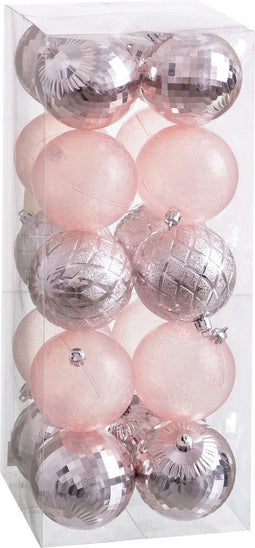 Kerstballen Roze 8 x 8 x 8 cm (20 Stuks)