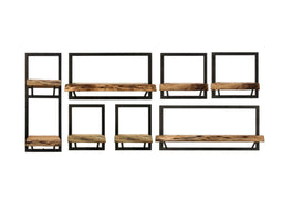 HSM Collection Wandplanken Levels Live Edge B Naturel/Zwart Acacia/Ijzer