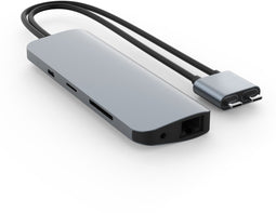 Hyper HD392 - USB-C dockingstation - Geïntegreerde kaartlezer - Grijs