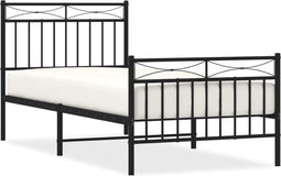 vidaXL - Bedframe - met - hoofd- - en - voeteneinde - metaal - zwart - 90x190 - cm