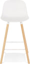 Alterego Mini Tatsu - Witte Barkruk - Natuurlijke Houten Poten - 48x46x89cm