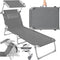 tectake® Ligstoel - Opvouwbaar Ligbed - Verstelbare Rugleuning 4 Standen - Grijs