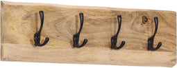vidaXL - Wandkapstok - met - 4 - haken - massief - mangohout