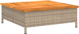 vidaXL - Parasolvoetbedekking - 70x70x25 - cm - poly - rattan - acaciahout - beige