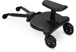 Meerijdplankje Universeel - Meerijdplankje met zitje voor kinderwagen of buggy - 360° draaibare wielen - Zwart