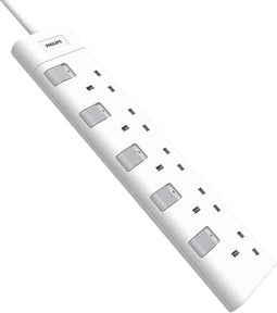 PHILIPS CHP3150WA/05 - Verlengkabel - 5 Stopcontacten - Individuele Schakelaars - Wit - 2 Meter