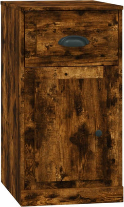 vidaXL - Bijzetkast - met - lade - 40x50x75 - cm - bewerkt - hout - gerookt - eikenkleur
