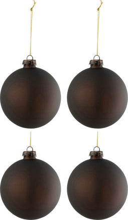 J-Line kerstbal Effen - glas - brun - doos van 4