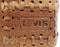 Poef Patchwork - 33x33 cm - leder - vintage cognac