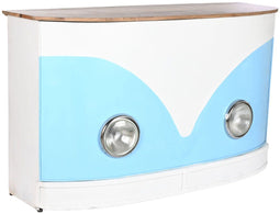 Gemakkelijk verplaatsbare meubels Home ESPRIT Wit Bruin Turkoois Kristal Ijzer Mangohout 157 x 52 x 90 cm