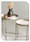 Home & Styling - Bijzettafels/plantenstandaards - 2-delig - D31 x H38 cm/D36 x H45 cm - champagne/goud - metaal (2 stuks)