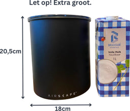 Planetary Design Airscape - Voorraadpot - Vacuümdeksel - 1 Kilo - Mat Zwart