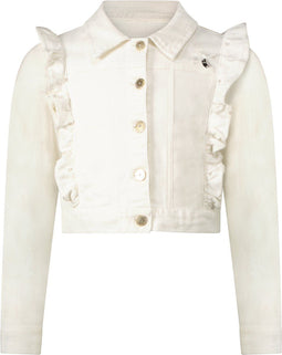 Le Chic ALLY C212-5185 - Spijkerjasje - Verticale ruffles met parels - Off-white