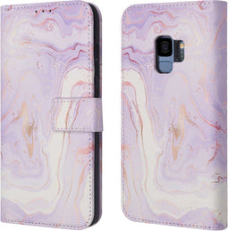 iMoshion Hoesje Geschikt voor Samsung Galaxy S9 Hoesje Met Pasjeshouder - iMoshion Design Bookcase smartphone - Paars / Purple Marble