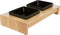 Trixie - Voerbak/Drinkbak - Set - Keramiek Met Houten Onderstel - Zwart - 400 ML - 36X19X7 cm