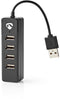 Nedis UHUBU2420BK - USB-hub 4-poorts - Compact en bus powered - Zwart