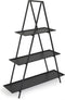 LIFA LIVING Plantenhouder Jasmine - Triangel - 3-laags - Zwart - Metaal - 100 x 30 x 130 cm