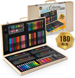 Grafix Tekendoos 180-delig - Kleurkoffer - Inclusief kleurpotloden stiften verf en meer (180 stuks)