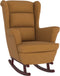 vidaXL - Schommelstoel - met - massief - rubberwood - poten - fluweel - bruin