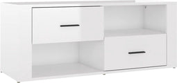 vidaXL - Tv-meubel - 100x35x40 - cm - bewerkt - hout - hoogglans - wit