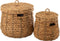 J-Line mand Maurice Waterhyacint - jute - naturel - 2 stuks