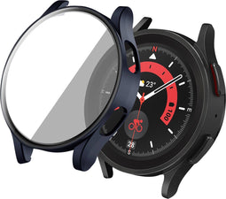imoshion Screenprotector - Geschikt voor Samsung Galaxy Watch 4 40mm - Full Cover Hard Case / Beschermend Hoesje - Donkerblauw