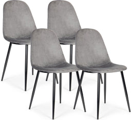 Velvet eetkamerstoel - set van 4 - grijs - 85 x 46 x 46 cm
